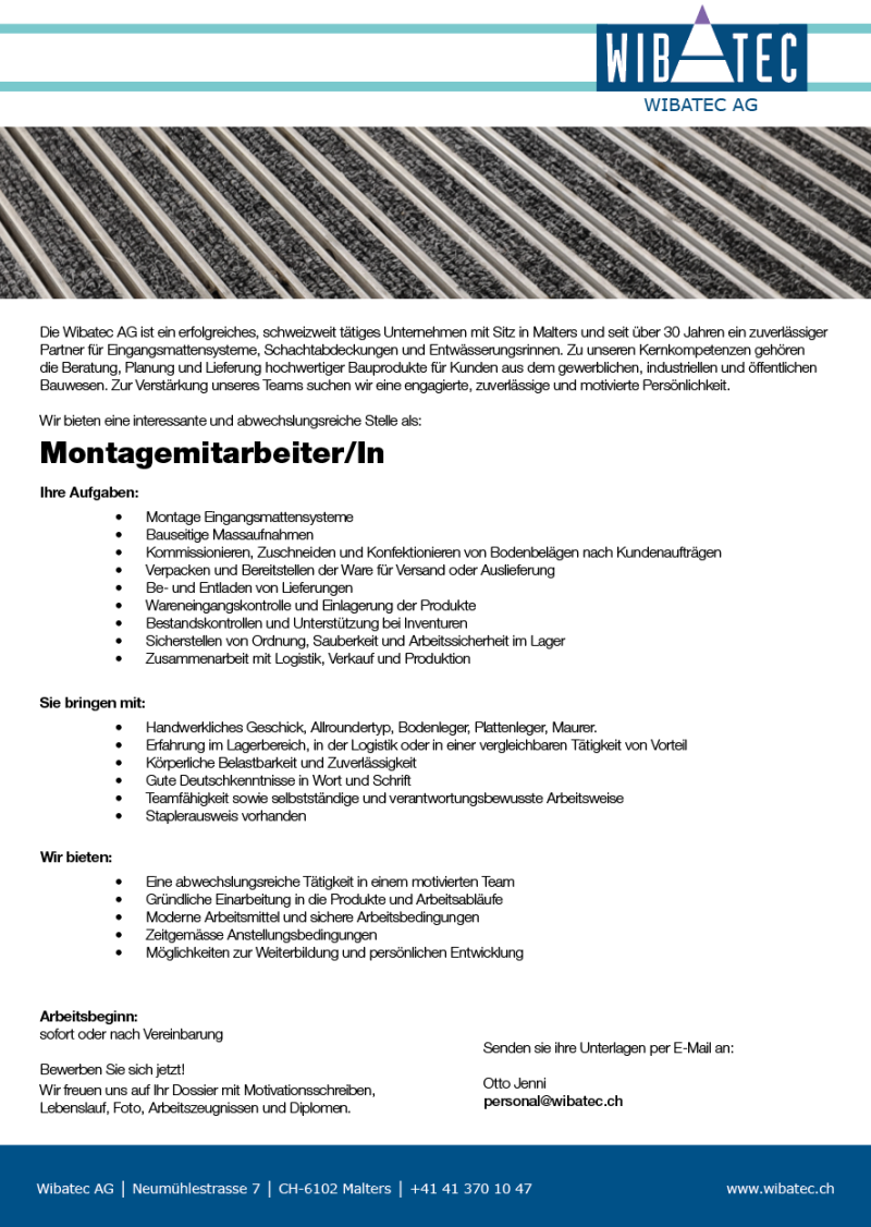 Montagemitarbeiter/In